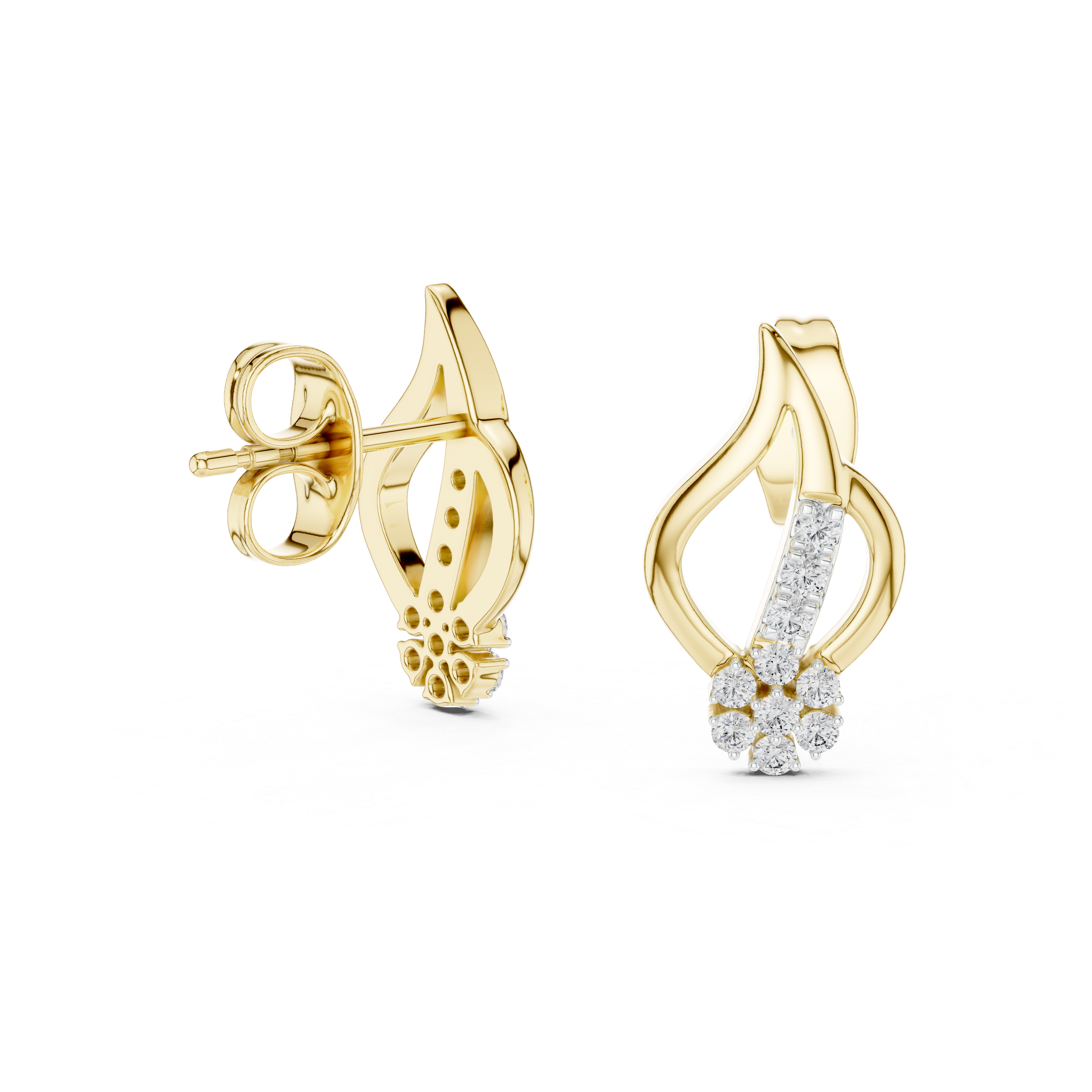 Abstract Wave Flower Stud Earrings