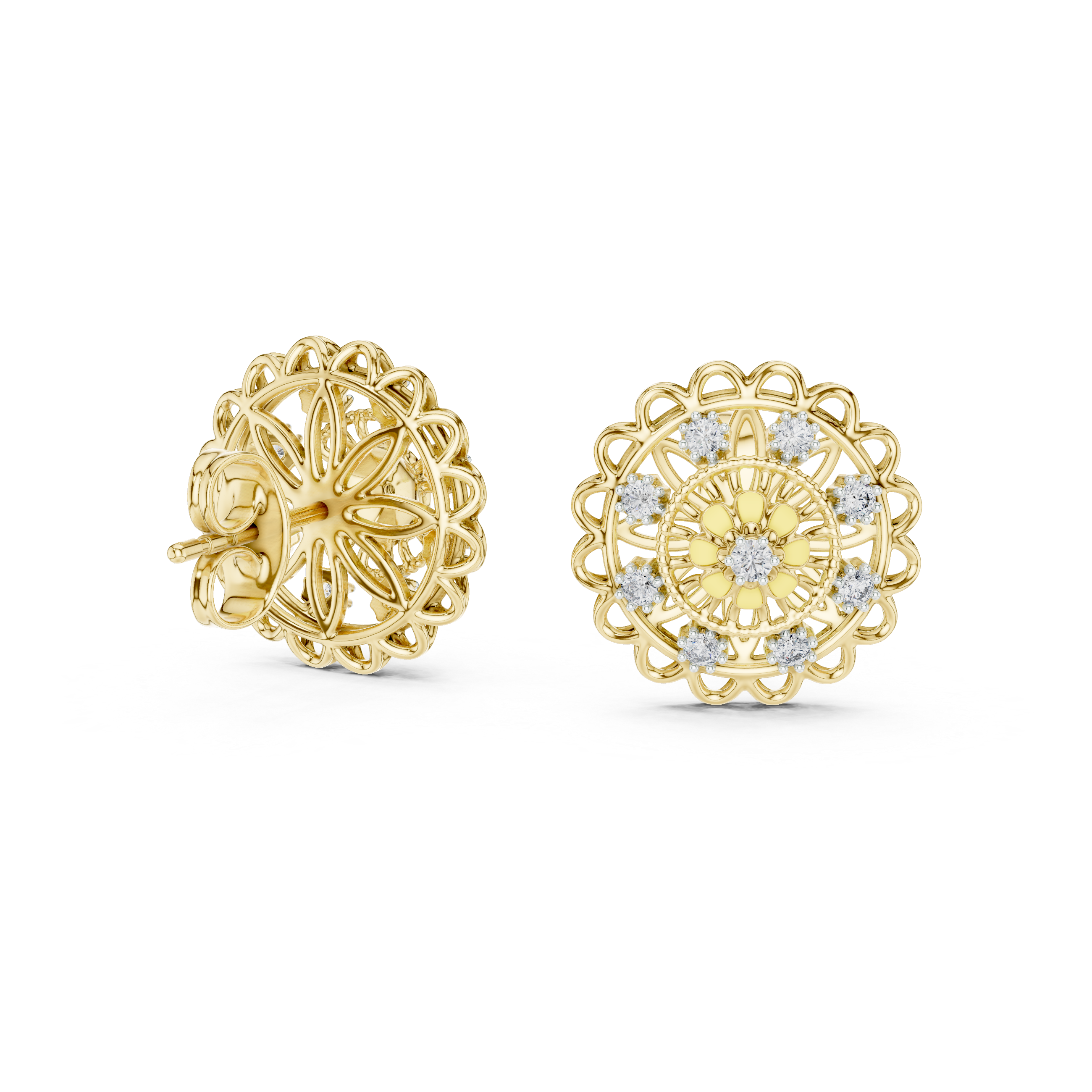 Mandala Floral Blossom Stud Earrings