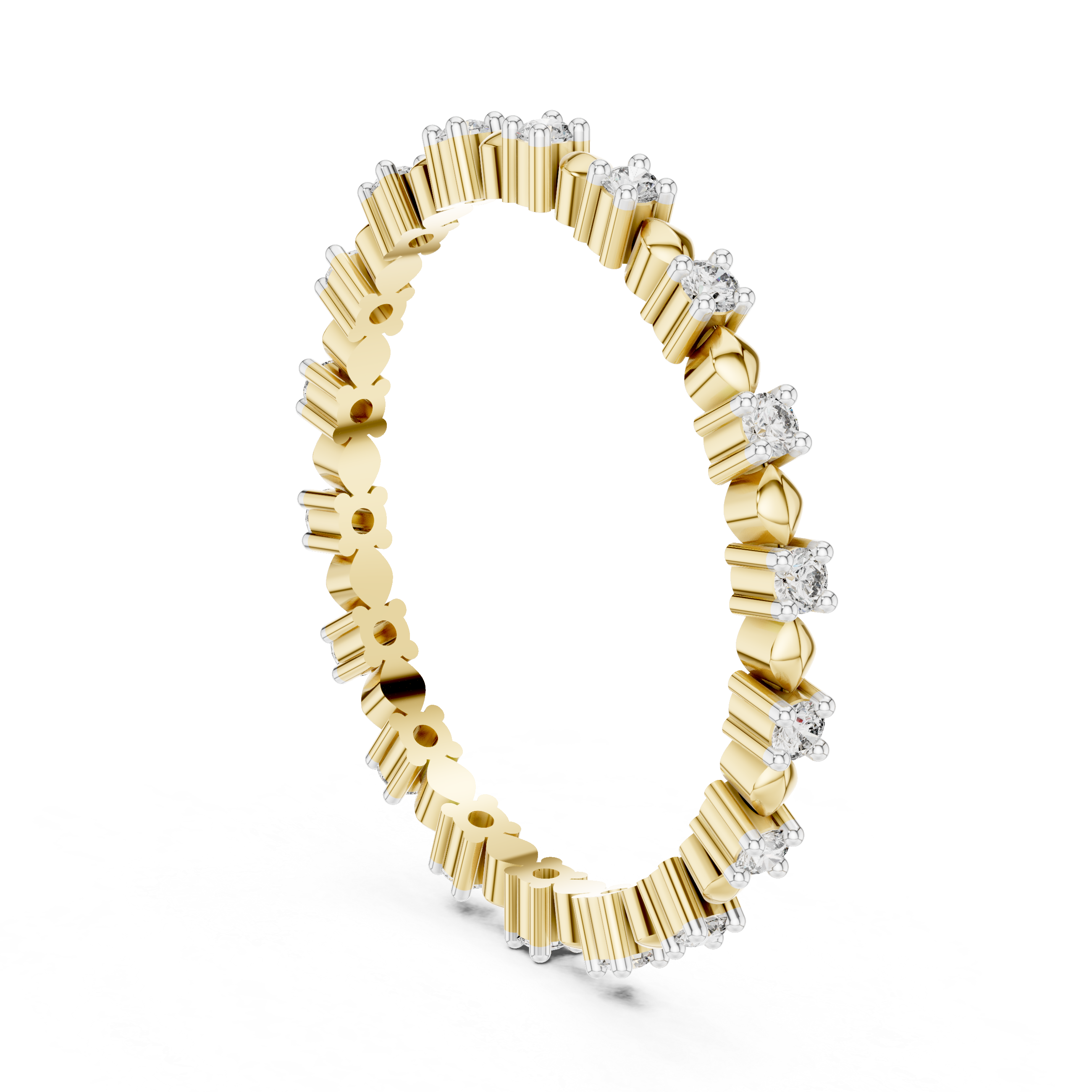 Alternating Marquis Bead & Collet Eternity Band