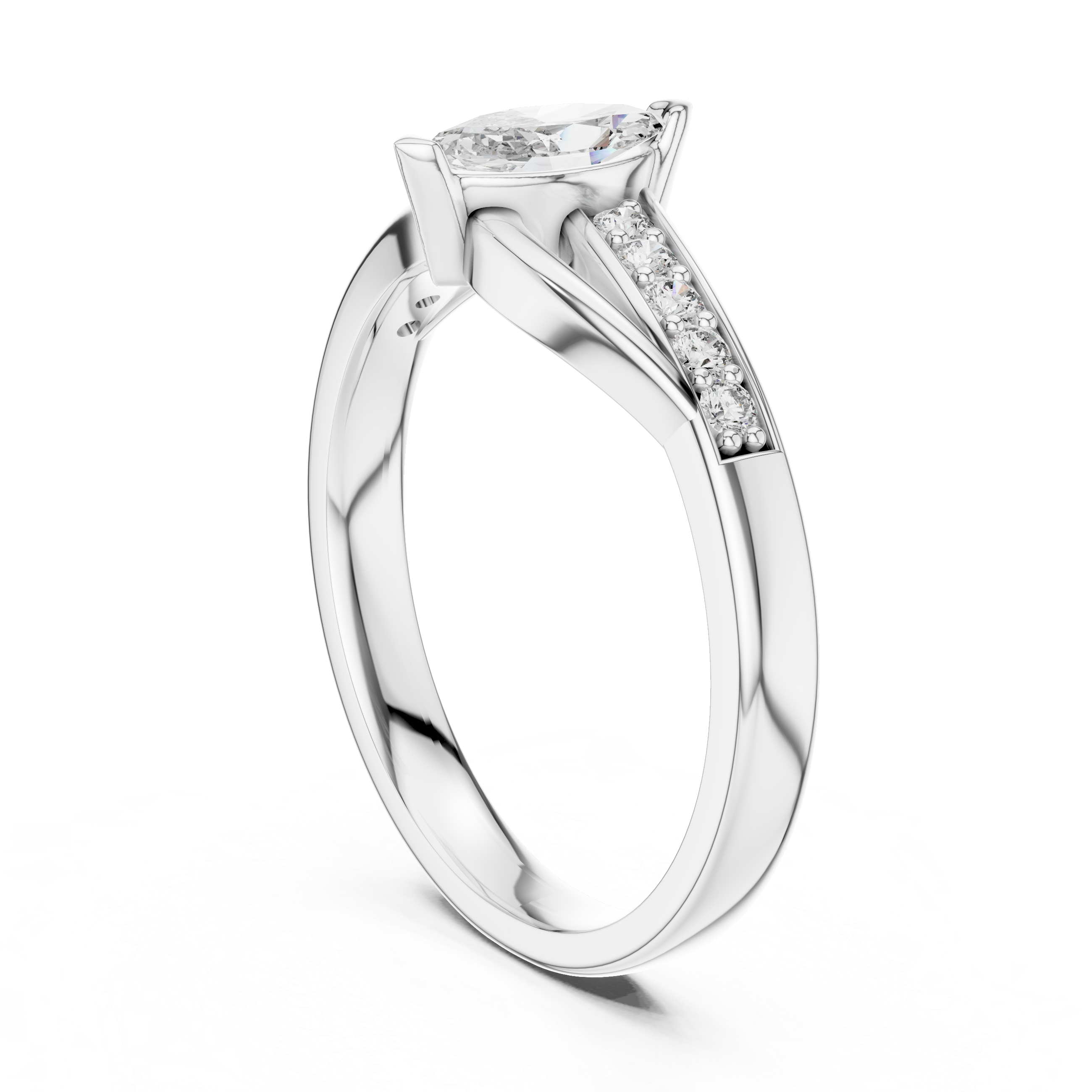 Marquise Cut Diamond Bypass Sweep Ring