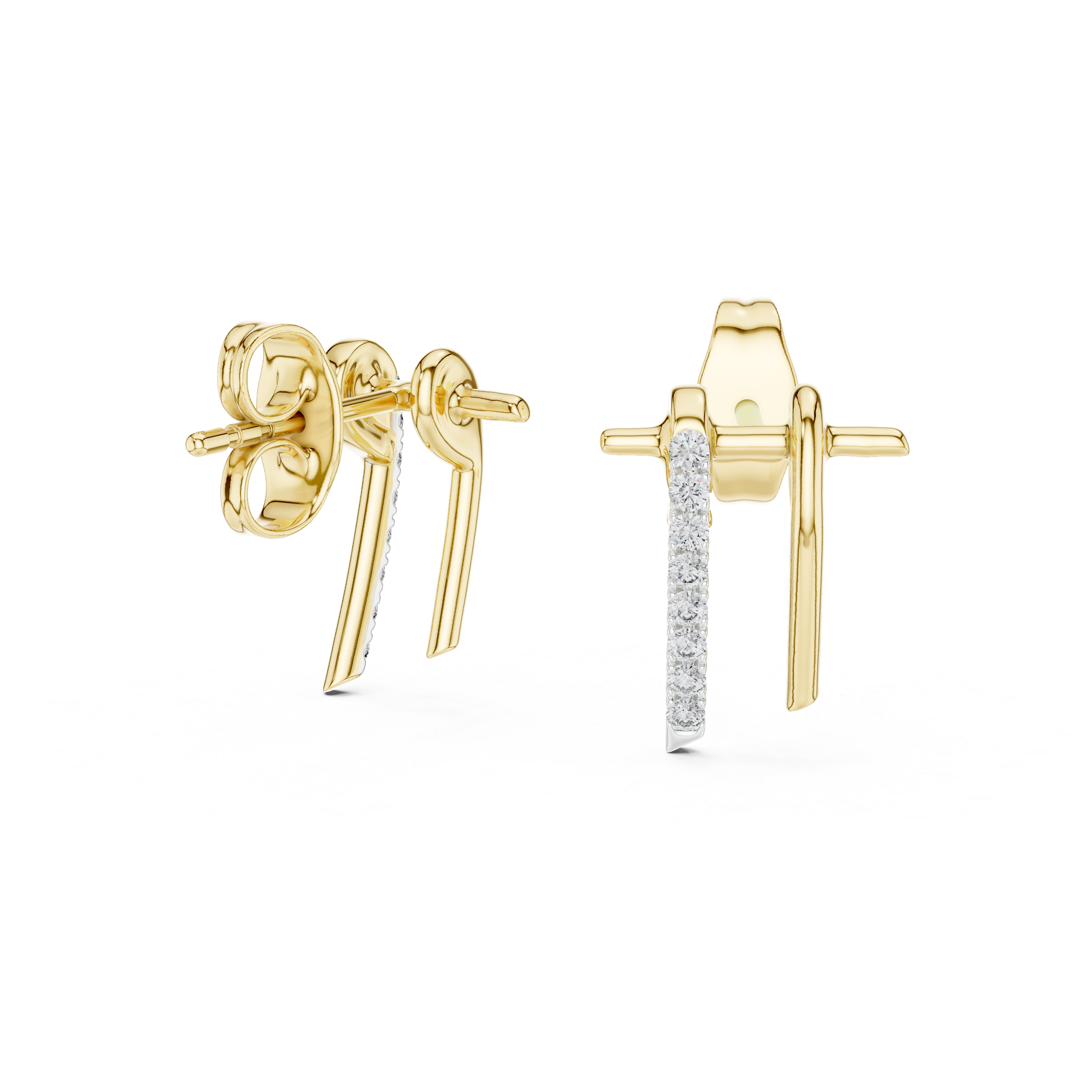 Minimalist Dual-Bar Architectural Stud Earrings