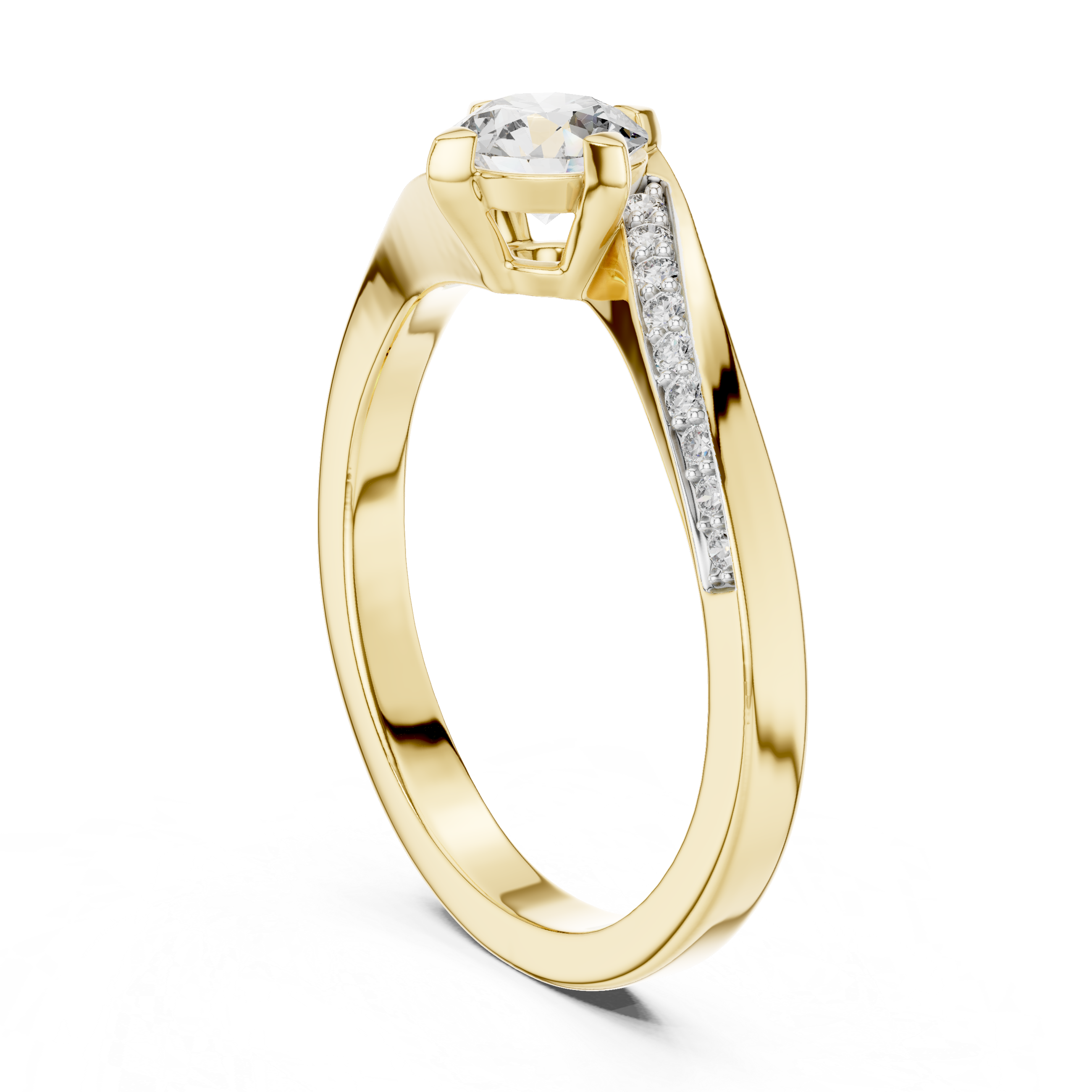 Round Brilliant Twisted Bypass Solitaire Ring